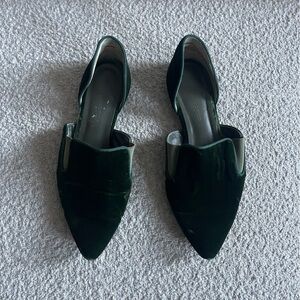 Jenni Kayne Velvet D’Orsay Flats | Emerald Green Pointed Toe | Size 39